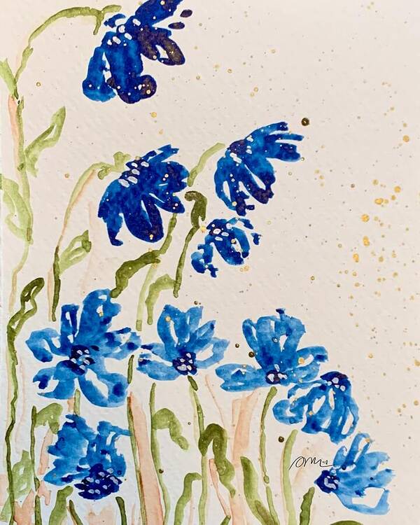 Abstract Blue Floral 2 - Art Print