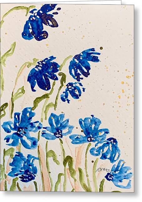 Abstract Blue Floral 2 - Greeting Card