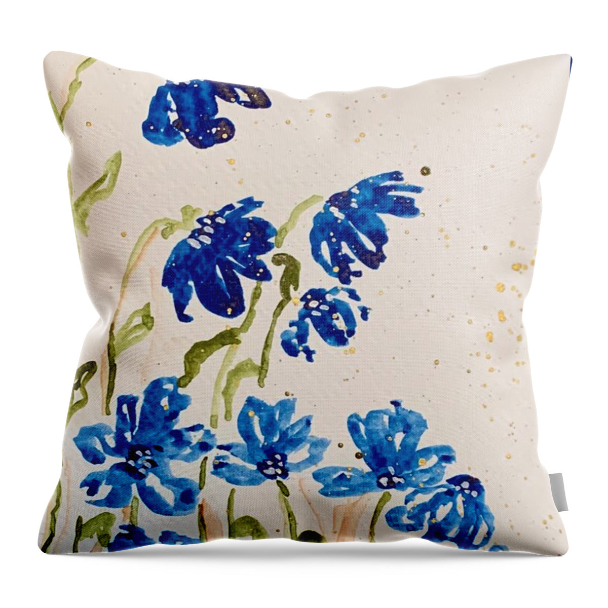 Abstract Blue Floral 2 - Throw Pillow