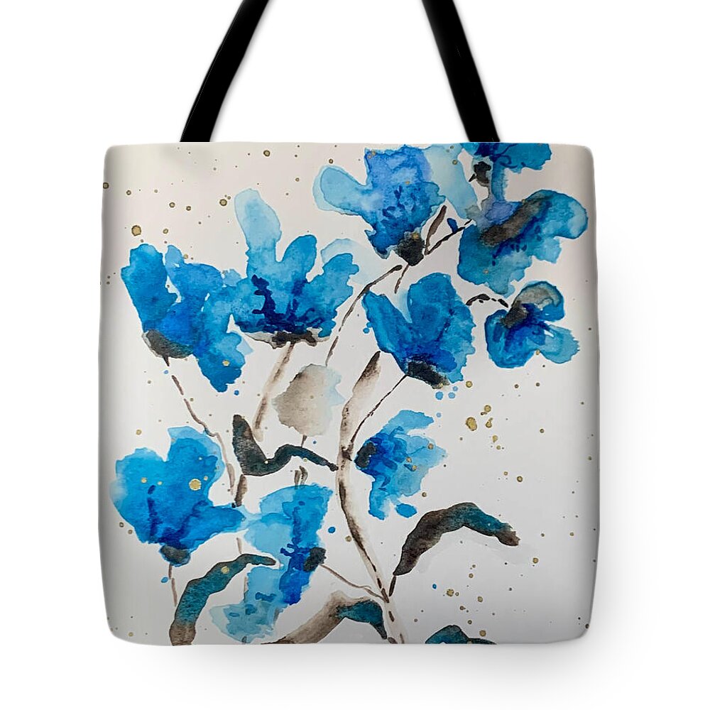 Abstract Blue Floral - Tote Bag