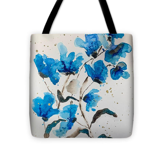 Abstract Blue Floral - Tote Bag