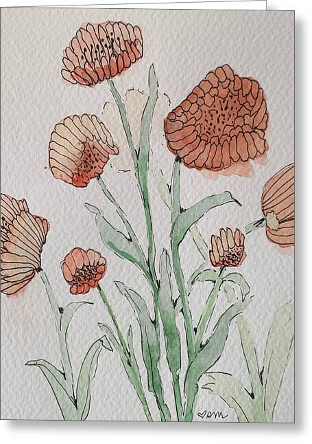 Abstract Coral Floral - Greeting Card