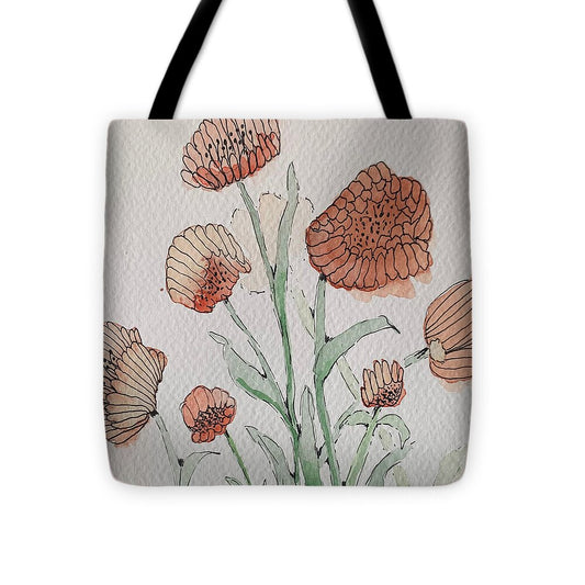 Abstract Coral Floral - Tote Bag