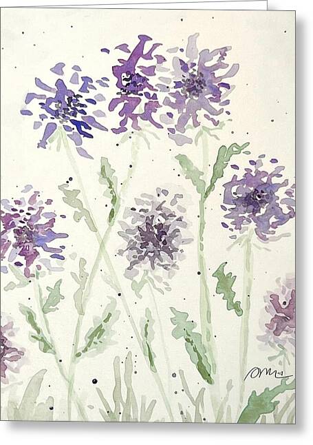 Abstract Purple Mums - Greeting Card