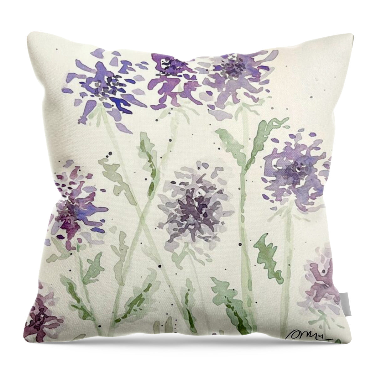Abstract Purple Mums - Throw Pillow