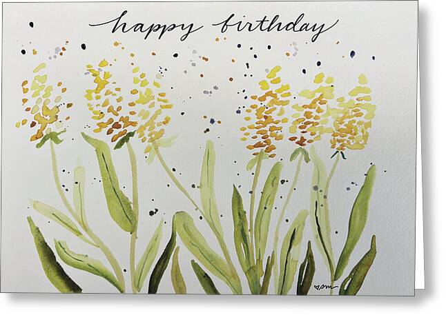 Floral Happy Birthday Greeting - Greeting Card