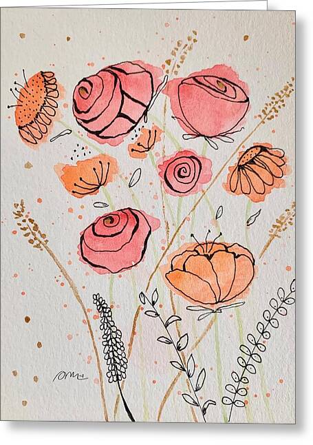 Fresh Flowers with Gold - Greeting Card