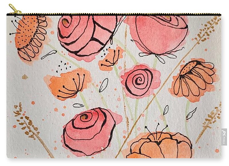 Fresh Flowers with Gold - Zip Pouch