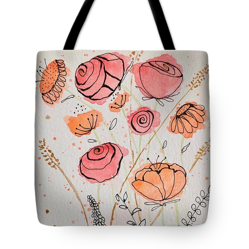 Fresh Flowers with Gold - Tote Bag