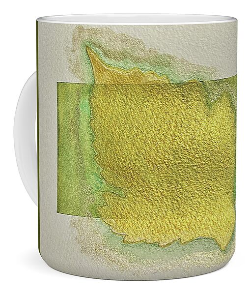 Golden Leaf on Green Background - Mug