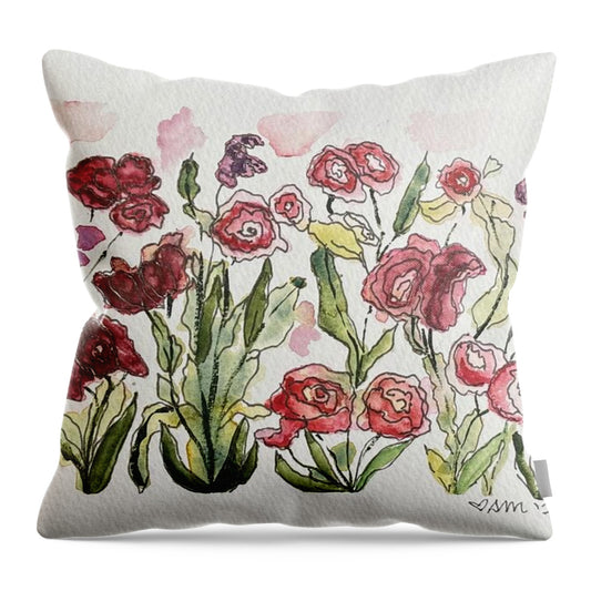 Pink Garden Watercolor - Throw Pillow
