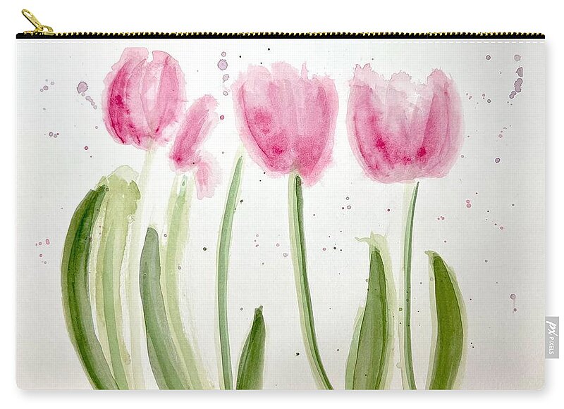 Pink Tulips - Zip Pouch