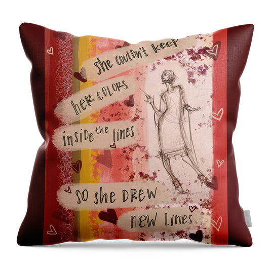 She Drew New Lines - Throw Pillow