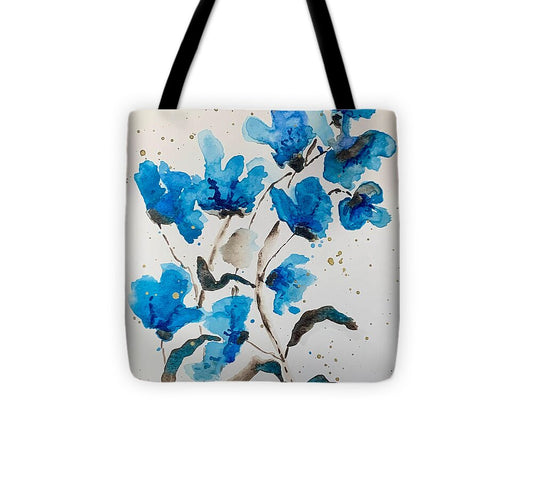 Abstract Blue Floral - Tote Bag