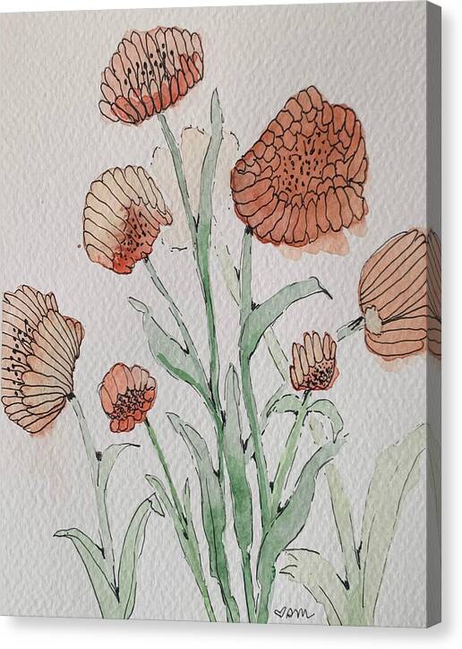 Abstract Coral Floral - Canvas Print