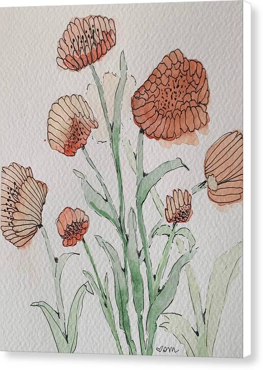 Abstract Coral Floral - Canvas Print