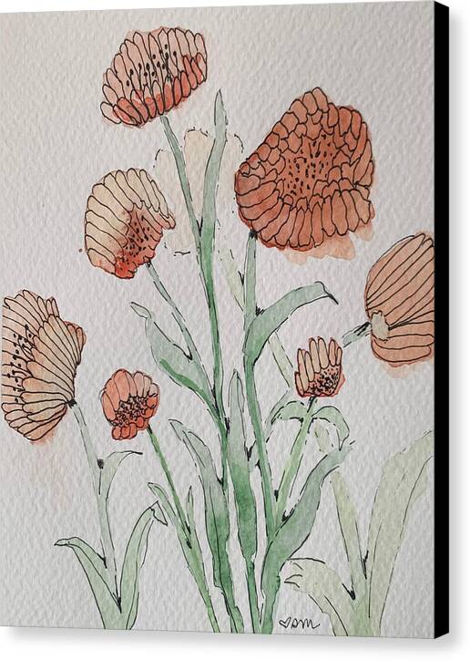 Abstract Coral Floral - Canvas Print