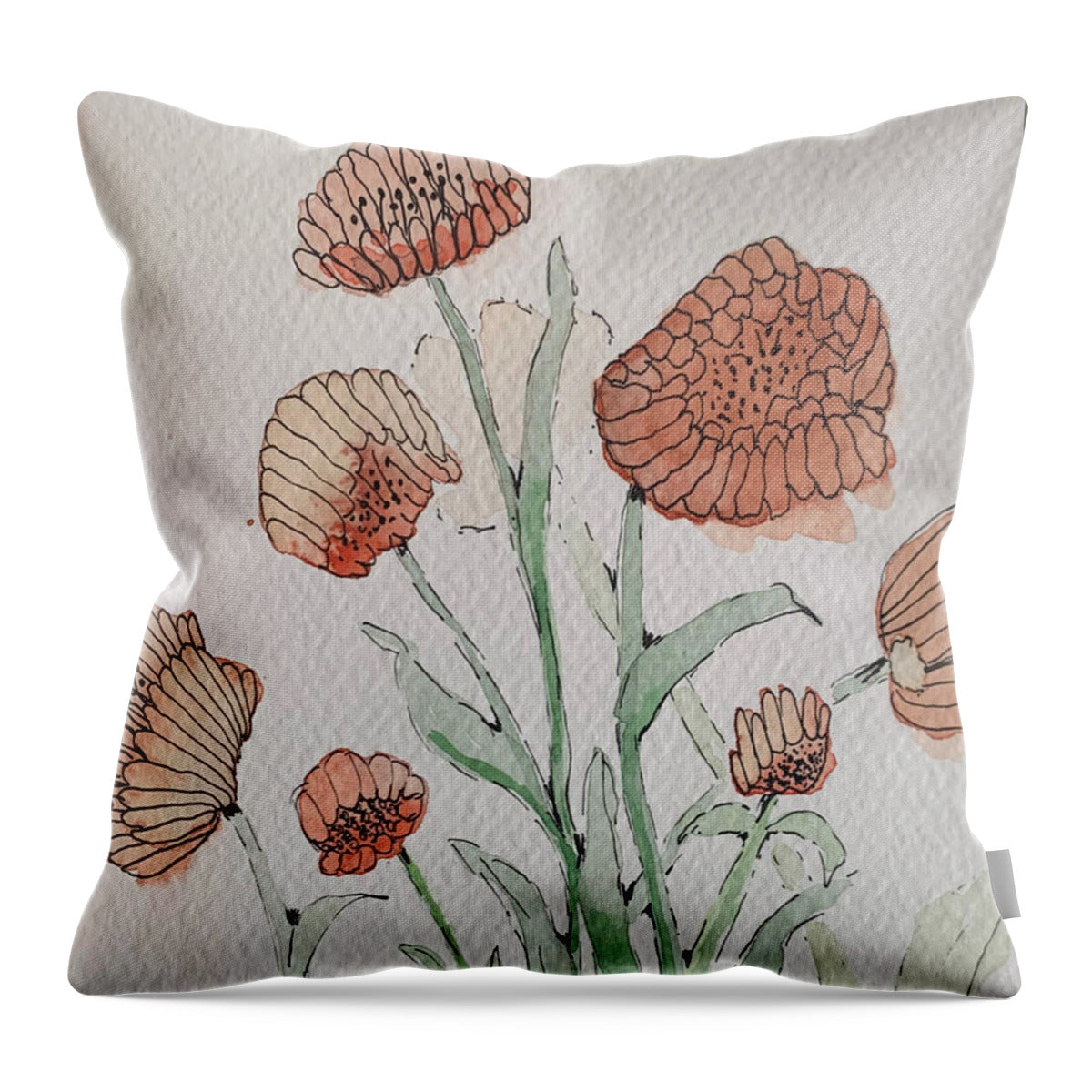 Abstract Coral Floral - Throw Pillow