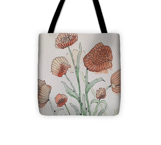 Abstract Coral Floral - Tote Bag