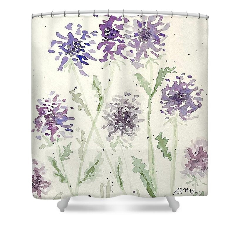 Abstract Purple Mums - Shower Curtain