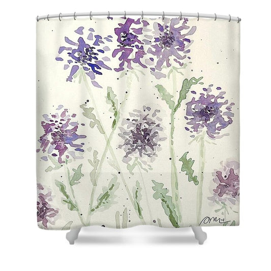 Abstract Purple Mums - Shower Curtain