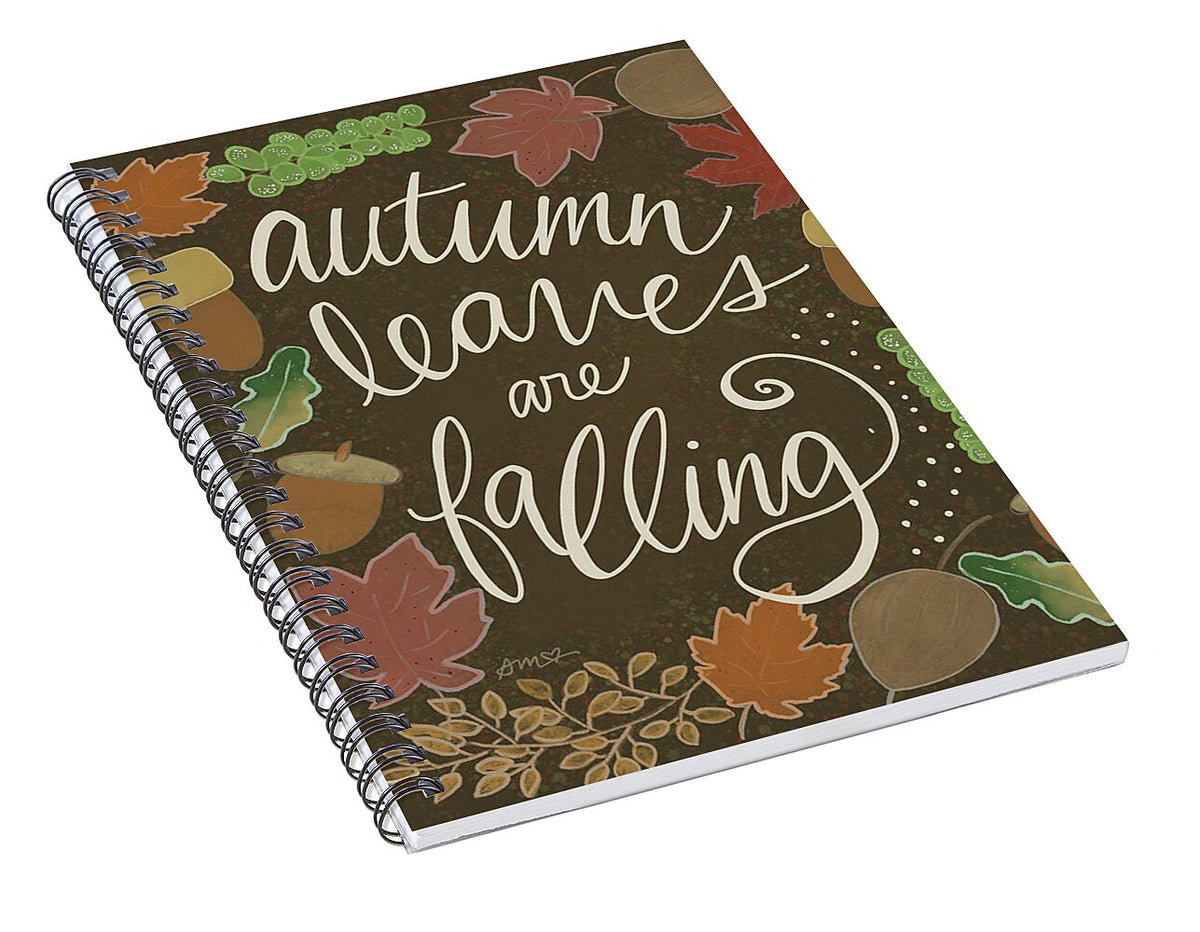 Autumn Leaves Typography - Spiral Notebook