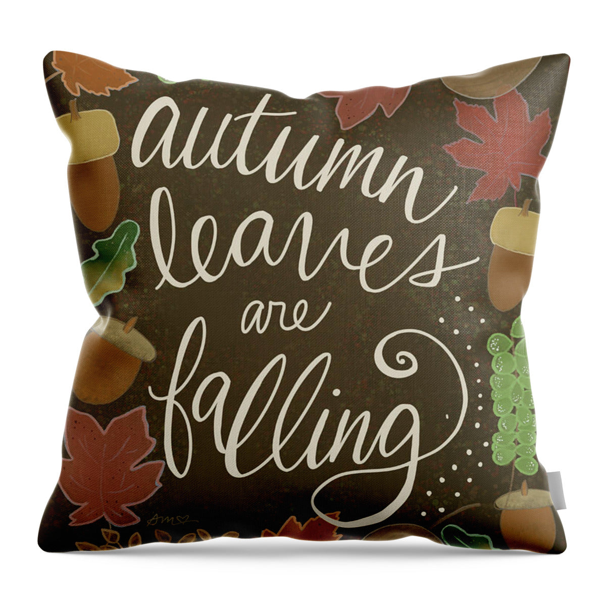 Autumn Leaves Typography - Throw Pillow