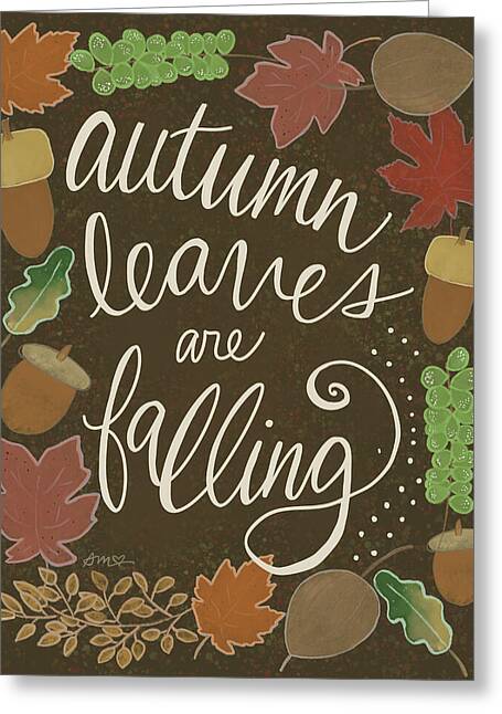 Autumn Leaves Typography - Greeting Card