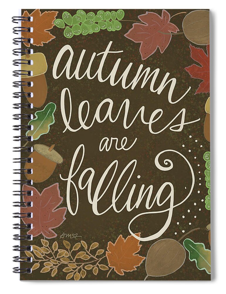 Autumn Leaves Typography - Spiral Notebook