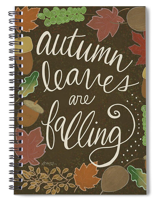 Autumn Leaves Typography - Spiral Notebook