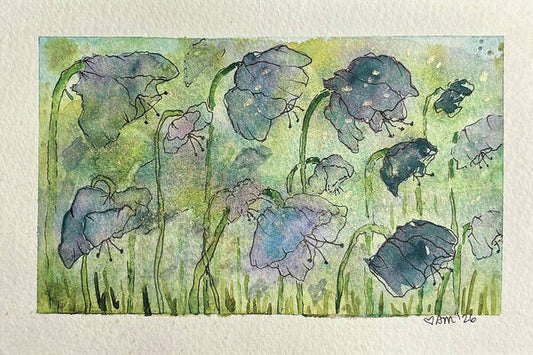 Blue Flowers in a Meadow - Art Print