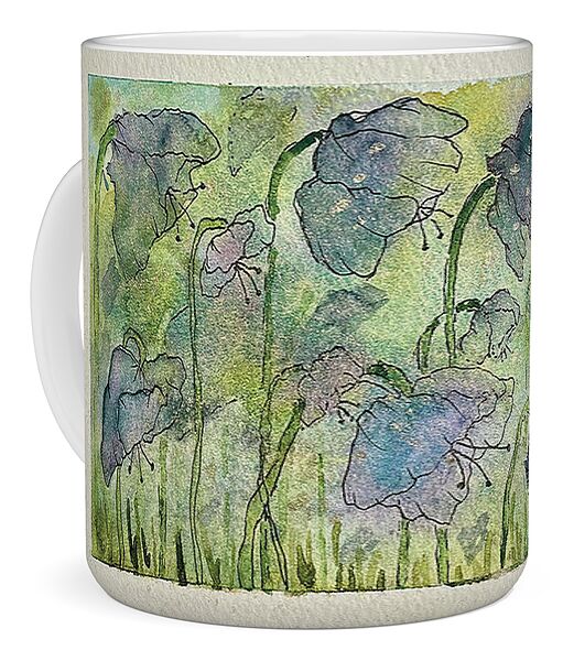 Blue Flowers in a Meadow - Mug