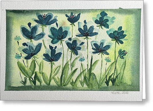 Field of Blue Flowers - Greeting Card