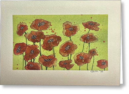Field of Red Poppies - Greeting Card
