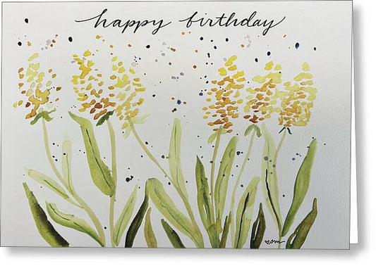 Floral Happy Birthday Greeting - Greeting Card