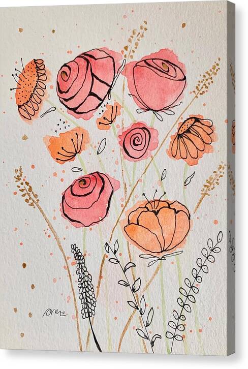 Fresh Flowers with Gold - Canvas Print