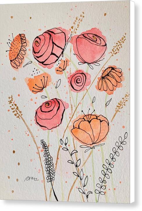 Fresh Flowers with Gold - Canvas Print