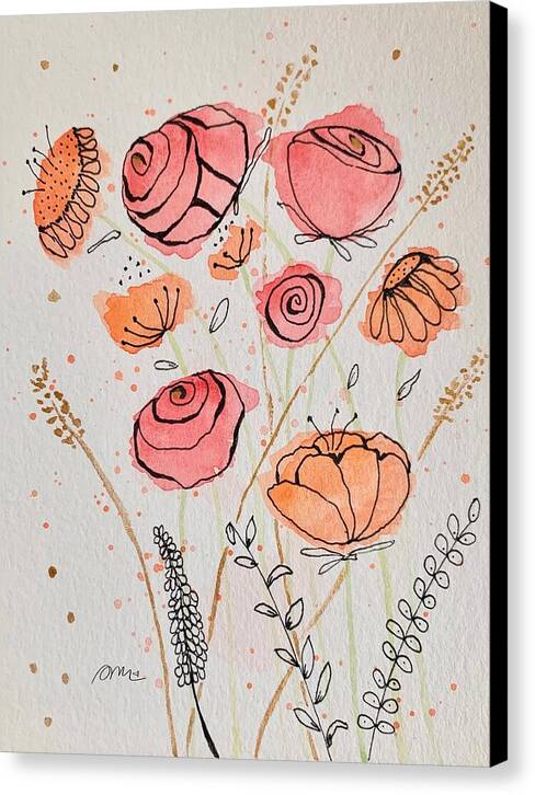 Fresh Flowers with Gold - Canvas Print