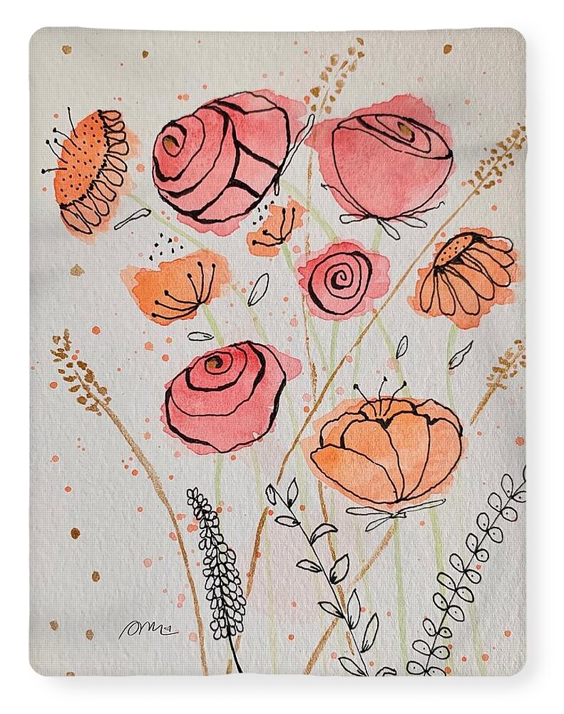 Fresh Flowers with Gold - Blanket