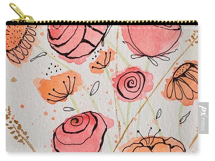 Fresh Flowers with Gold - Zip Pouch