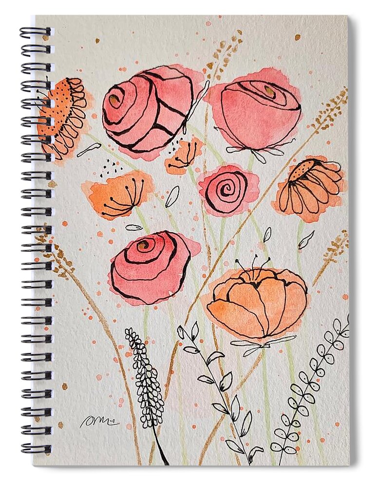Fresh Flowers with Gold - Spiral Notebook