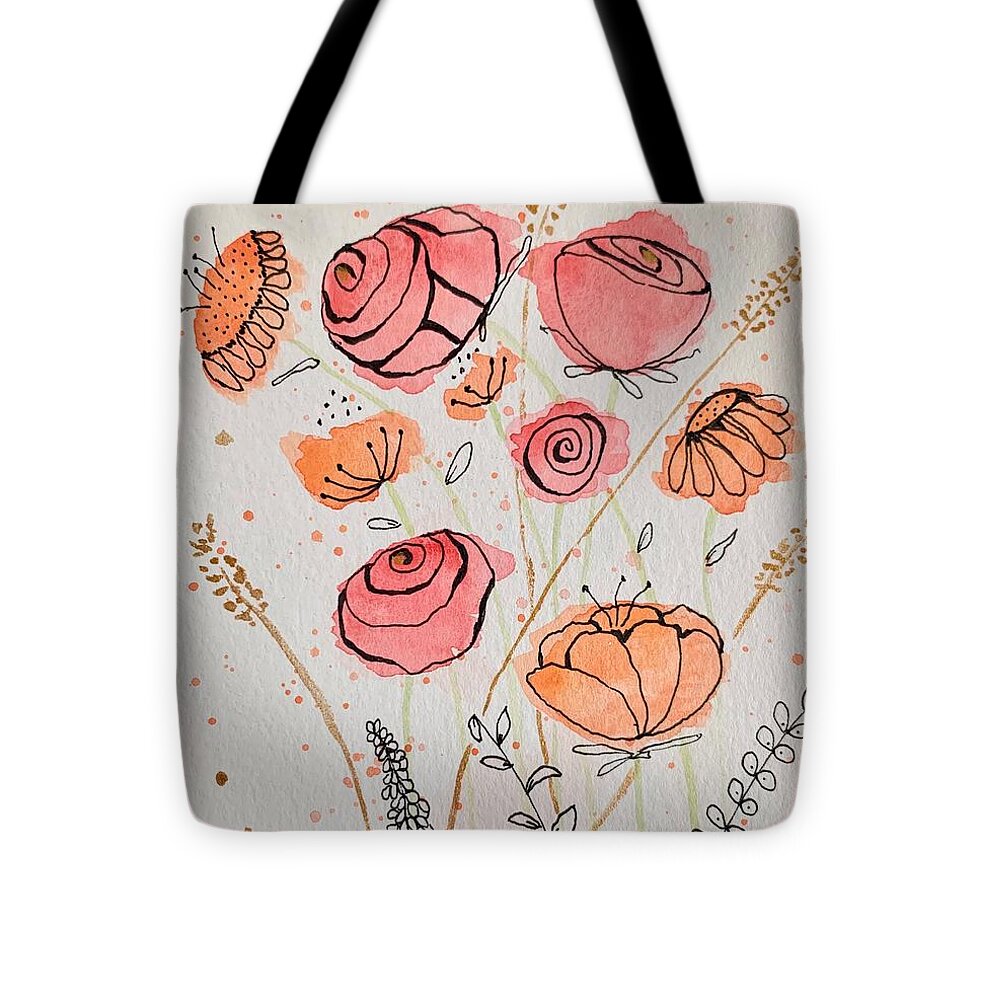 Fresh Flowers with Gold - Tote Bag