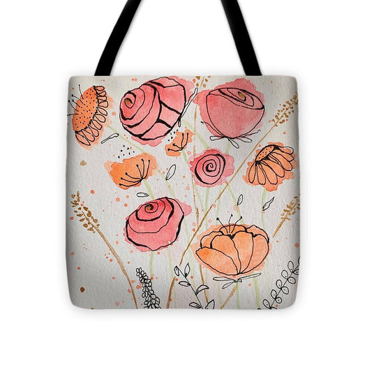 Fresh Flowers with Gold - Tote Bag