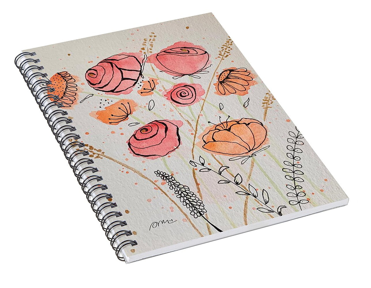 Fresh Flowers with Gold - Spiral Notebook