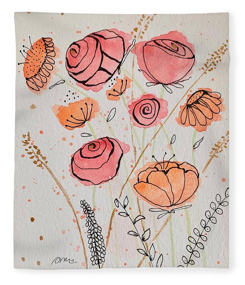Fresh Flowers with Gold - Blanket