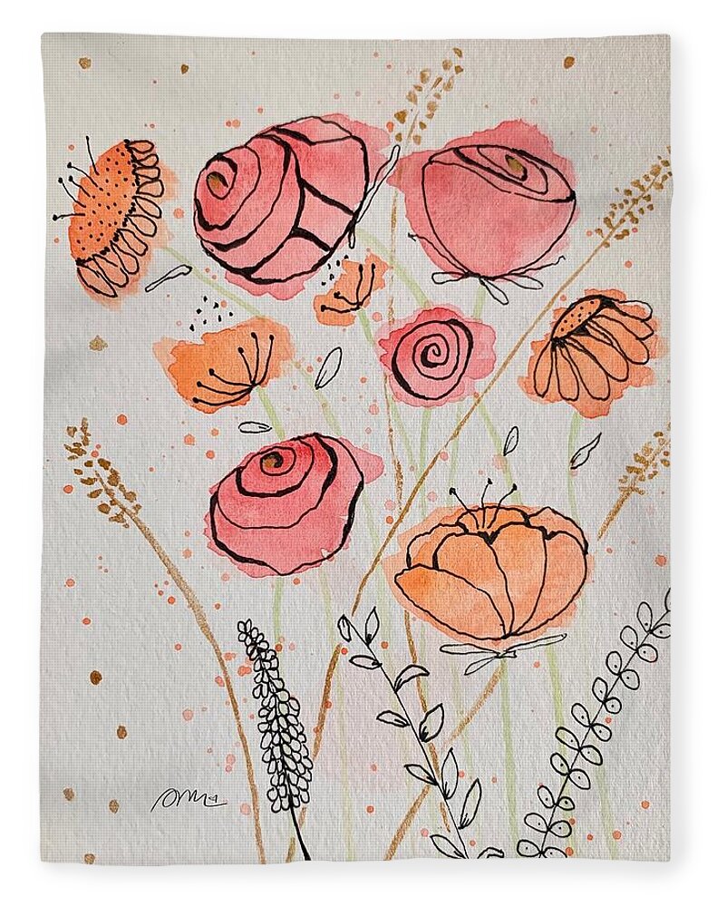 Fresh Flowers with Gold - Blanket
