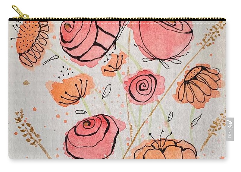 Fresh Flowers with Gold - Zip Pouch