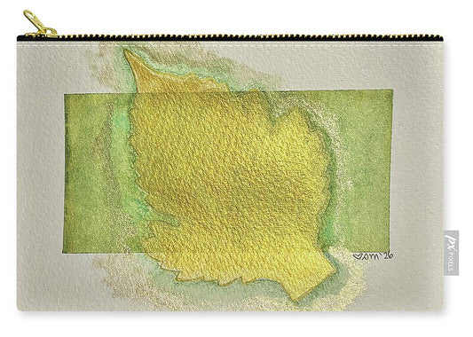 Golden Leaf on Green Background - Zip Pouch