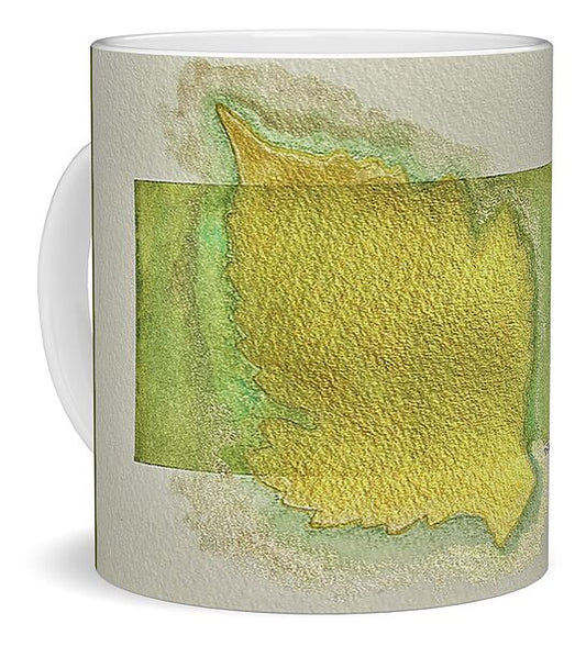 Golden Leaf on Green Background - Mug