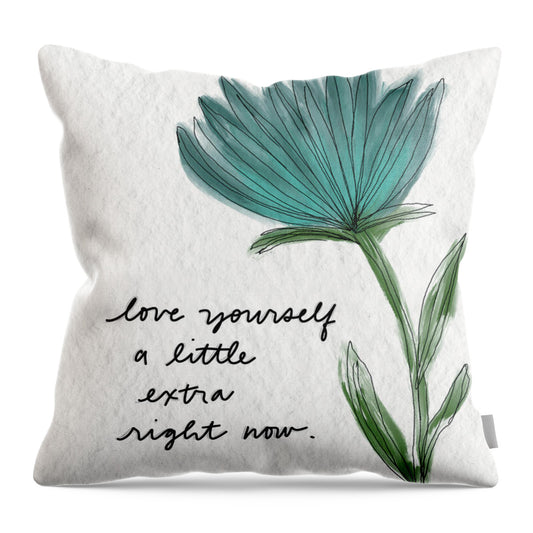 Inspirational Floral Quote - Throw Pillow